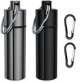 Small Pill Box,(2 Pack+2*Carabiner Clips) Keychain Pill Holder Portable Mini Travel Pill Container Metal Case Bottle with Keyrin