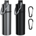 Small Pill Box,(2 Pack+2*Carabiner Clips) Keychain Pill Holder Portable Mini Travel Pill Container Metal Case Bottle with Keyrin