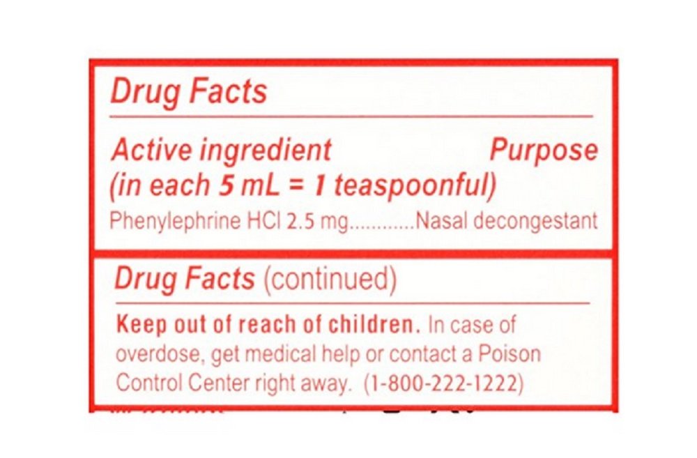Sudafed PE Childrens Nasal Decongestant Liquid Raspberry, Non Drowsy - 4oz, Pack of 4