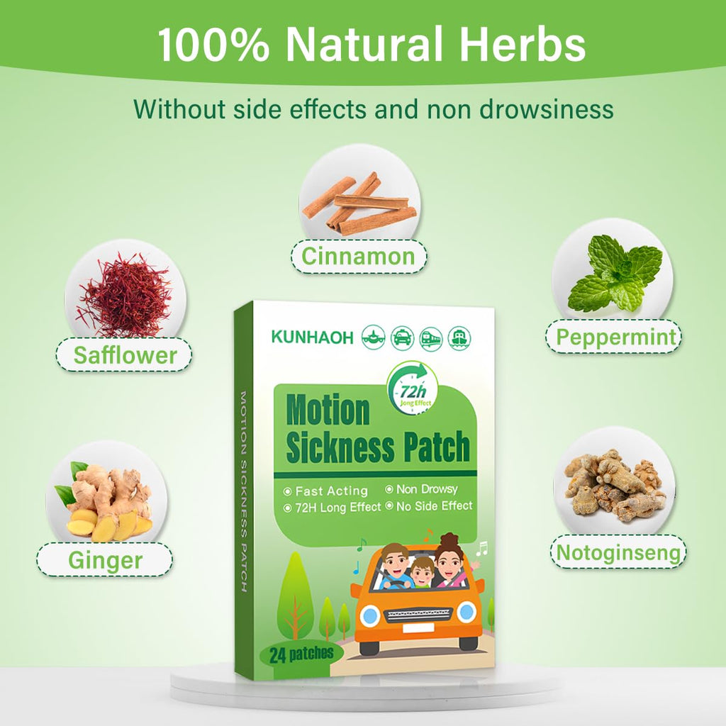 KUNHAOH Motion Sickness Patches, Sea Sickness Patch with Waterproof and Non Drowsy 48 Count