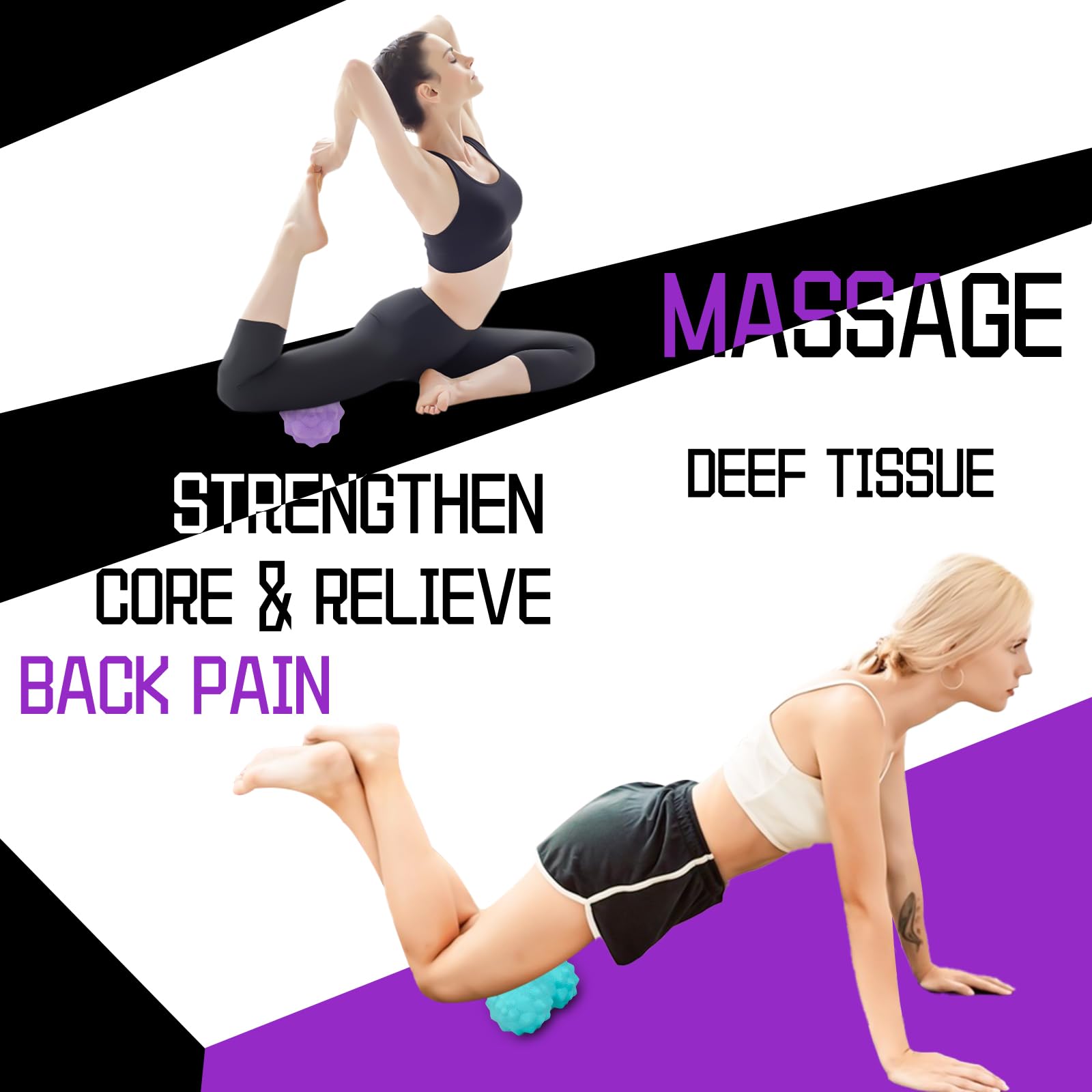 LITLUCIS Lacrosse Ball Muscle Massage Ball Massage Lacrosse Ball 3 Piece Set. for Myofascial Release, Trigger Point Therapy, Mus