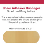 Dealmed Sheer Plastic Flexible Adhesive Bandages - 100 Count (3 Pack) Bandages with Non-Stick Pad, Latex Free, Wound Care for Fi