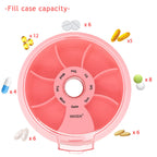 Pill Organizer Travel Pill Cases Weekly Cute Round Pill Box Purse Pill Container Portable Small Medicine Organizer (Pink+Bag)