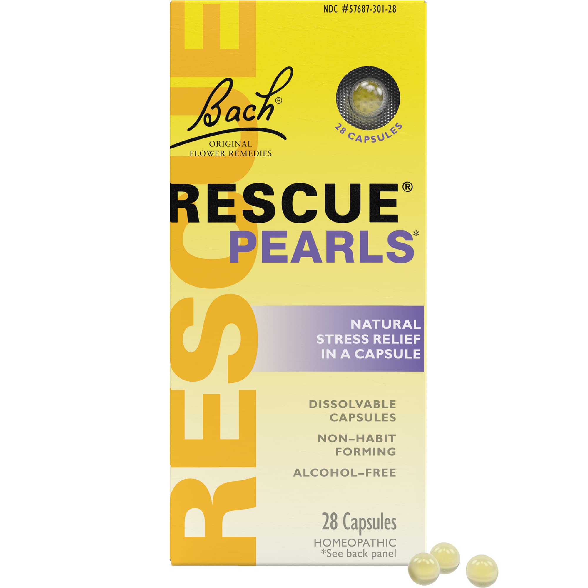 Bach RESCUE PEARLS, Natural Orange Vanilla Flavor, Natural Stress Relief, Homeopathic Flower Essence, Quick-Dissolve, Gluten & S
