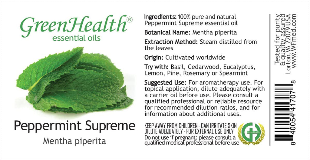 Peppermint Essential Oil (Mentha Piperita) - 16 fl oz (473 ml) Amber Glass Bottle - 100% Pure Essential Oil - GreenHealth