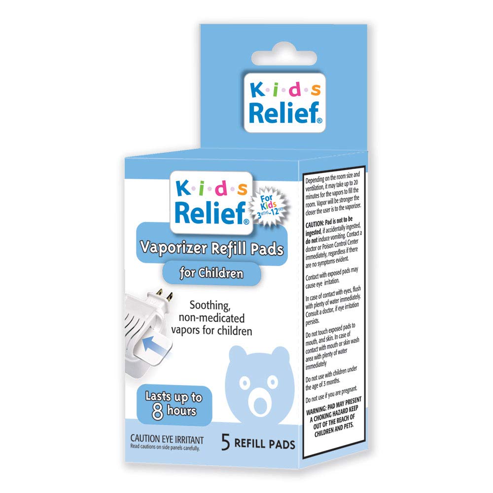 Kids Relief Universal REFILL PADS for Plug-in WATERLESS Vaporizer, Soothing Non-Medicated Menthol Eucalyptus Lavender Vapor - Fi