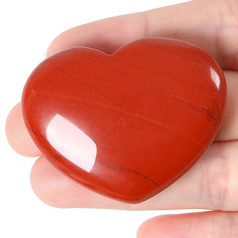 MAIBAOTA 45 mm Red Jasper Crystal Stones Heart Love Crystal Valentines Gifts for Herfriend Wife Palm Stone Reiki Crystal Gemston