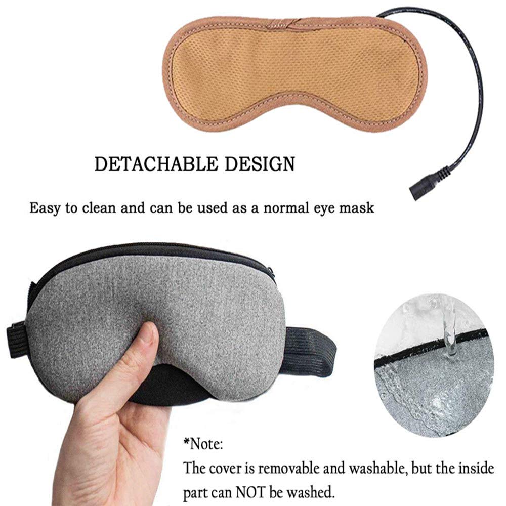 Heated Eye Mask Electric USB Heating Eye Mask Steam Eye Mask, Adjustable Temperature Warm Heated Eye Massage Relieve Dry Eyes Fa