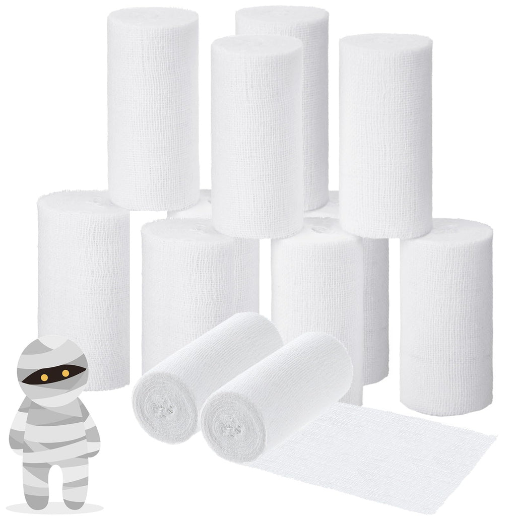 BBTO 6 Rolls Halloween Performance Mummify Cotton Bandages Gauze Rolls White Gauze Wrap Zombie Crepe Bandage Cosplay Mummy Stret