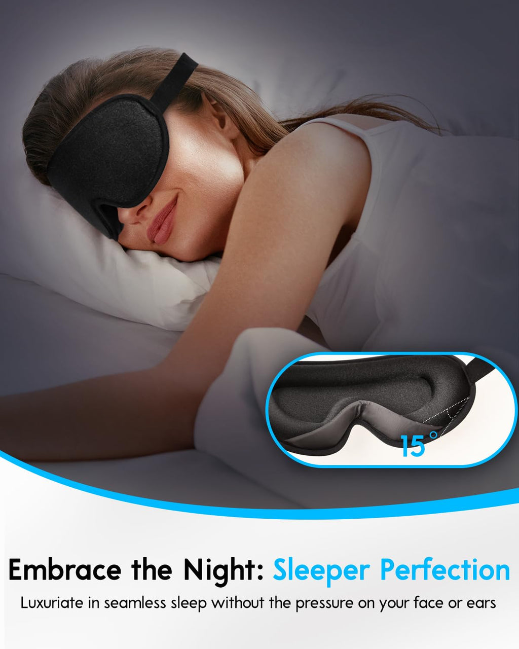 Arboleaf Sleep Mask, Sleep Eye Mask, Comfort Sleeping Mask, Adjustable Fit Sleep Masks for Women, Contoured for Zero Pressure, S