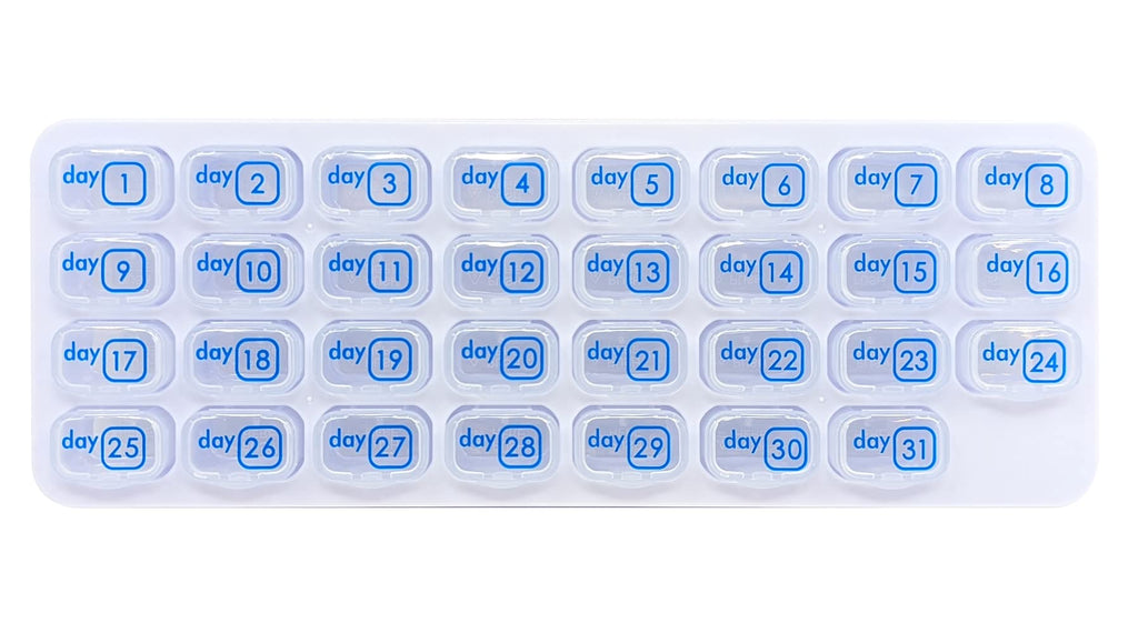 31 Day Monthly Pill Box Organizer Planner with Daily Removable Medication Pods, Great Travel Med Dispenser