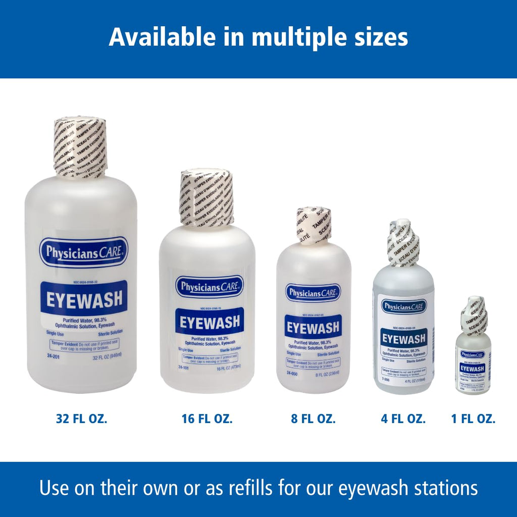 First Aid Only PhysiciansCare Eye Wash Solution, Sterile Isotonic Buffered Solution for Flushing & Irrigating Eyes, 1-oz Bottle