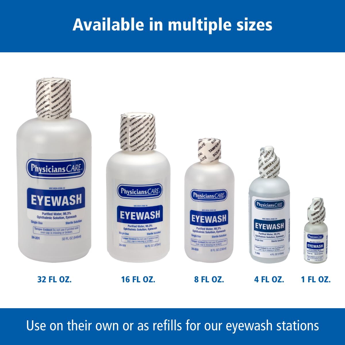 First Aid Only PhysiciansCare Eye Wash Solution, Sterile Isotonic Buffered Solution for Flushing & Irrigating Eyes, 1-oz Bottle
