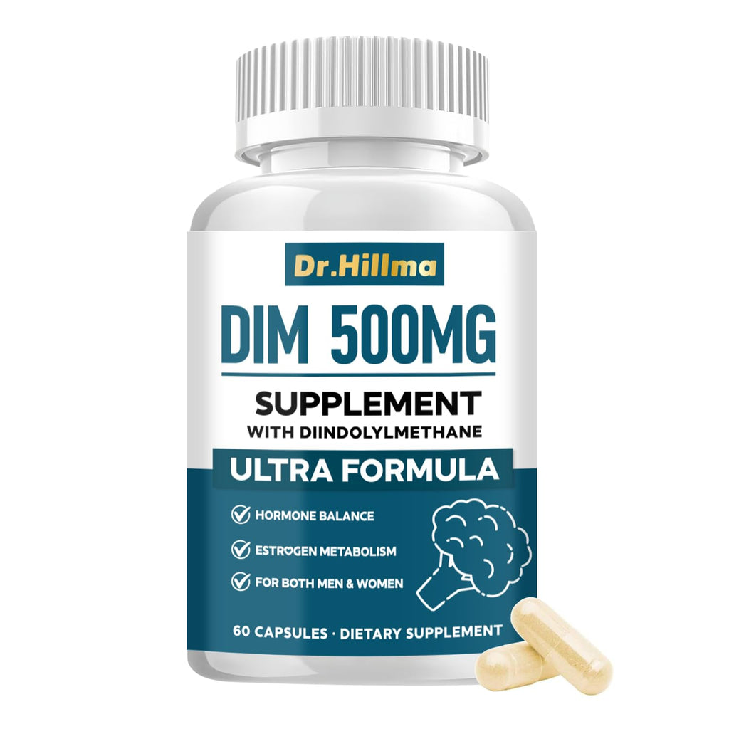 DIM 500MG Supplement Ultra Formula - Hormone Metabolism & Estrogen Balance Support for Women & Men - Diindolylmethane with Black
