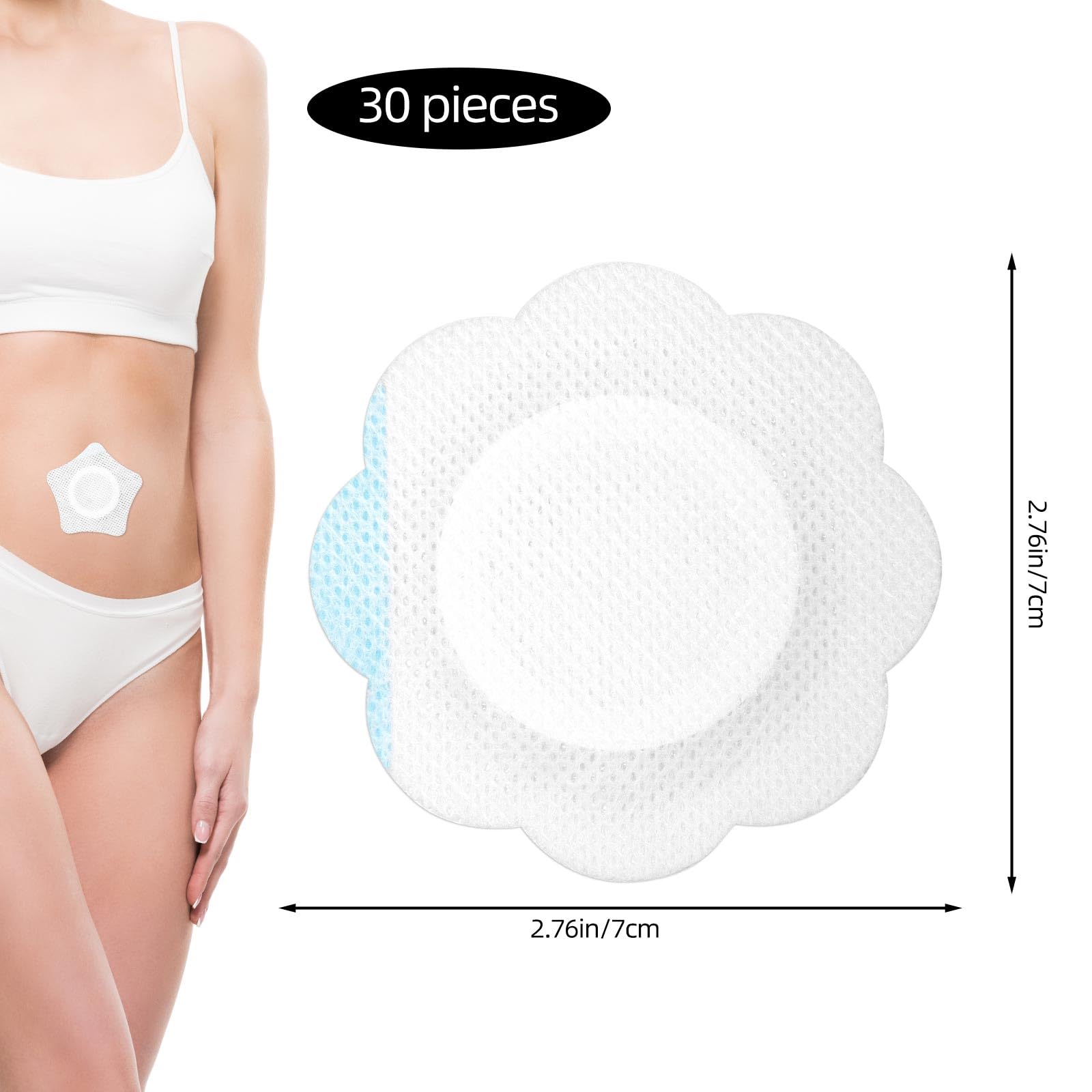 30pcs Castor Oil Belly Button Pack Wrap, 2.76in Self-Adhesive Non-Reusable Highly Absorbent Non-Woven Fabrics Castor Oil Pad Cov