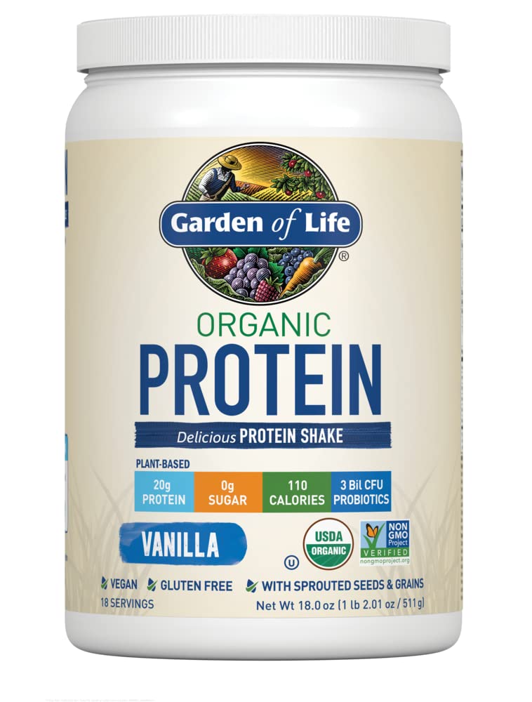 XPIWHTOW Garden of Life Organic Protein Shake Powder, Vanilla Flavor