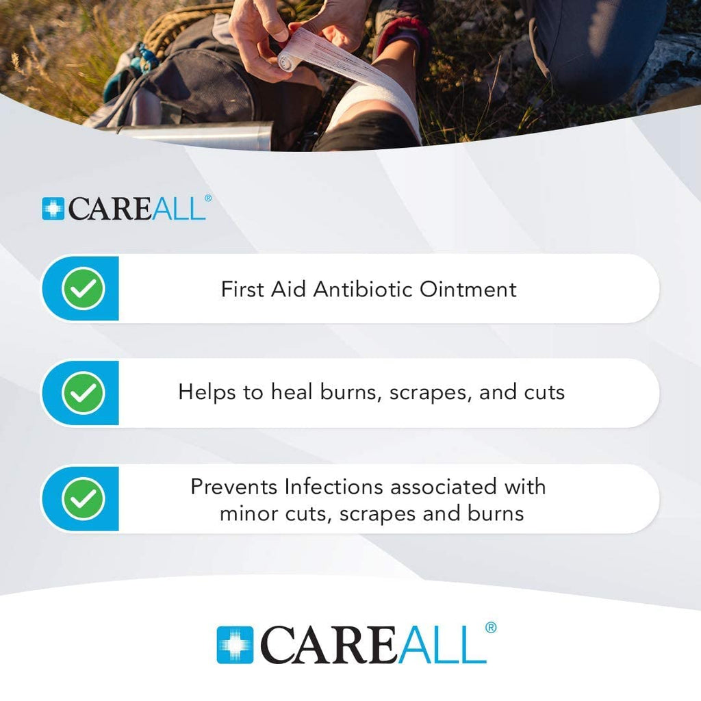 CareAll Bacitracin Antibiotic Zinc Ointment 0.9gr Foil Packet (144 Pack). First Aid Ointment to Prevent and Heal Infections for