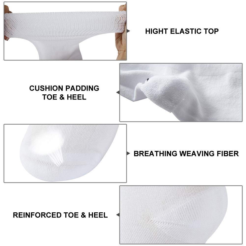 KitNSox Mens Diabetic Crew Socks Womens Mid-Calf Large Feet Daily Big and Tall Comfort Diabetes Extra Wide Socks 3 Pack White XL
