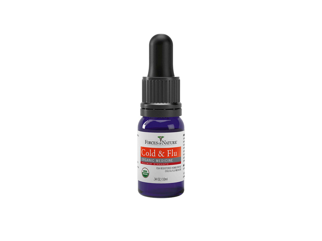 Forces of Nature Cold and Flu, Organic Maximum Strength Homeopathic Medicine, 0.34 Fl Oz, Immune Support & Multi Symptom Relief