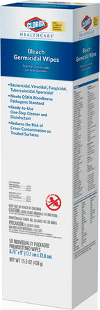 Clorox Healthcare Bleach Germicidal Individual Wipes, 50 Count (Package May Vary)