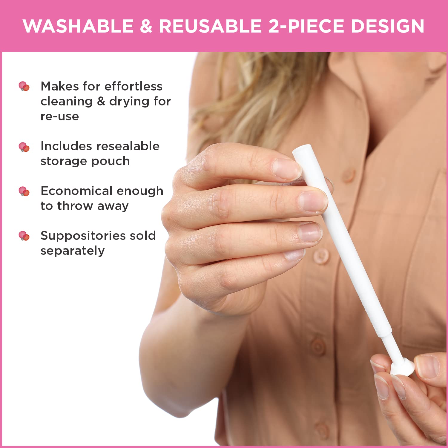 BoriCap Boric Acid Vaginal Suppository Applicators, 7 Applicators - Hygienic Solution for Easy Glide Applicator Insertion - Wash