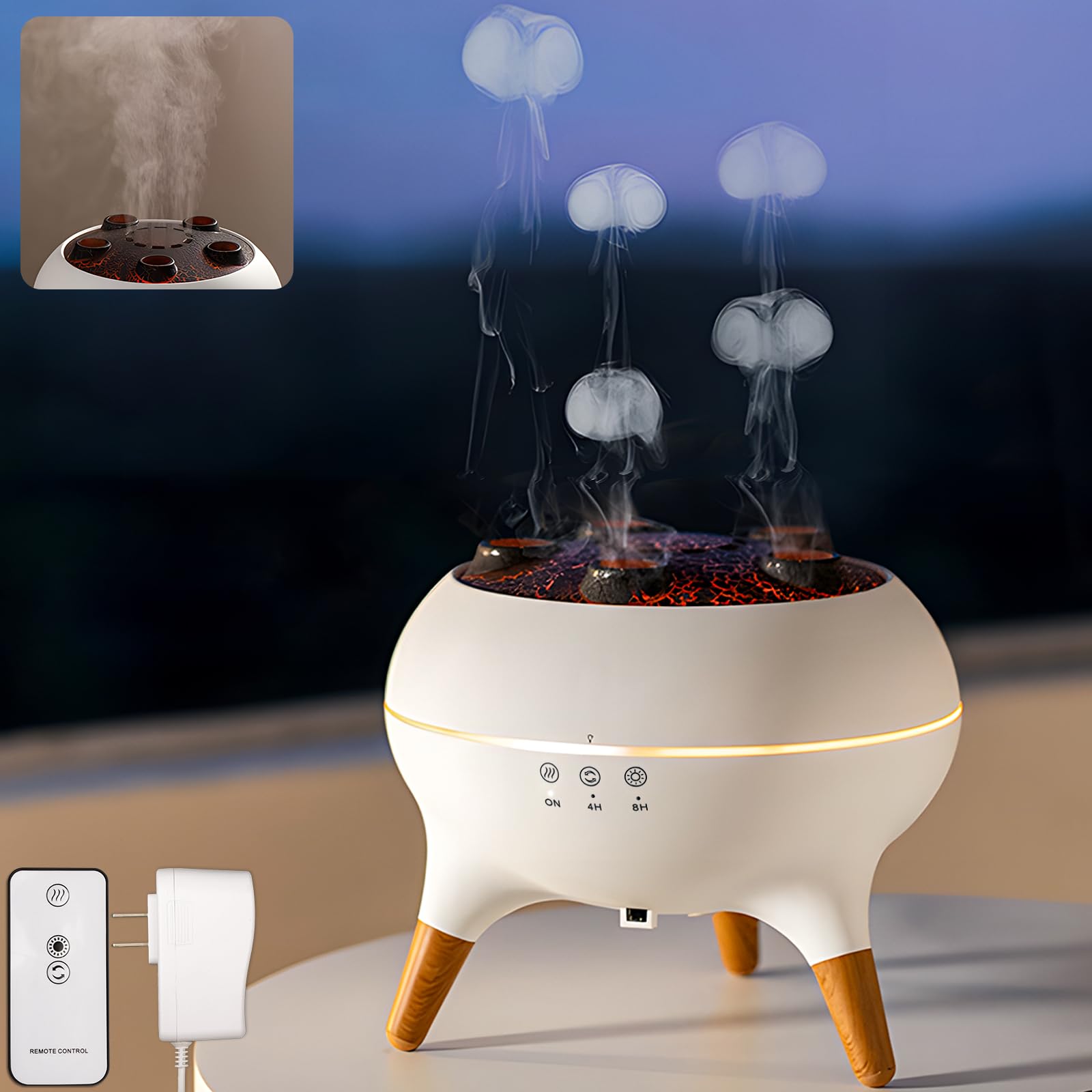Holwim Essential Oil Jellyfish Diffuser, Aromatherapy Diffuser, 250ml Ultrasonic Cool Mist Humidifier, Music Sync Jelly Fish Dif