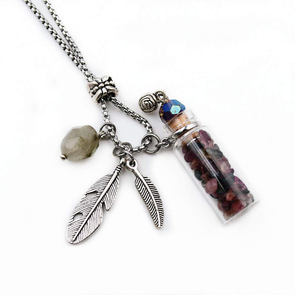 CoolDIY Aromatherapy Essential Oil Diffuser Necklace Locket Pendant Stainless Steel Perfume Necklace Crystal stone Glass vial Ne