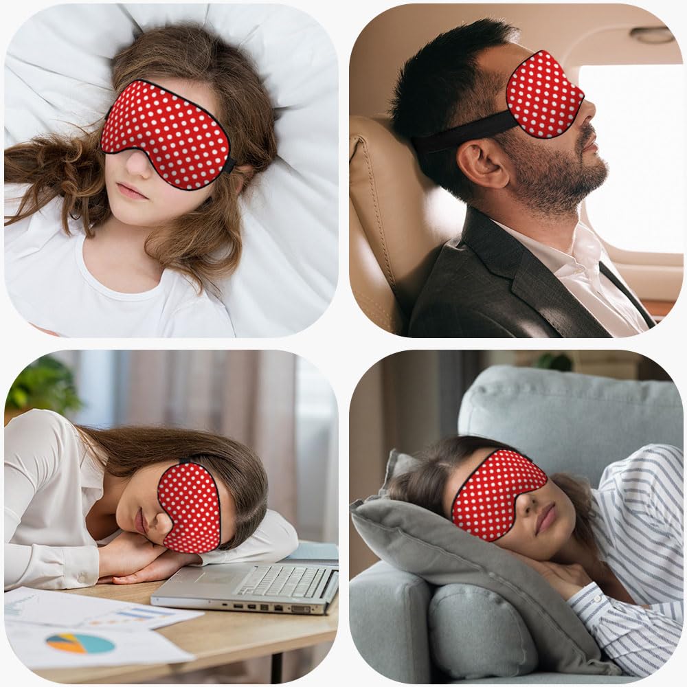 NOHSHE Polka Dot Sleep Mask Eye Mask White Dots Red Classic Retro Sleep Mask Light Blocking Adjustable Smooth Soft Eye Masks for