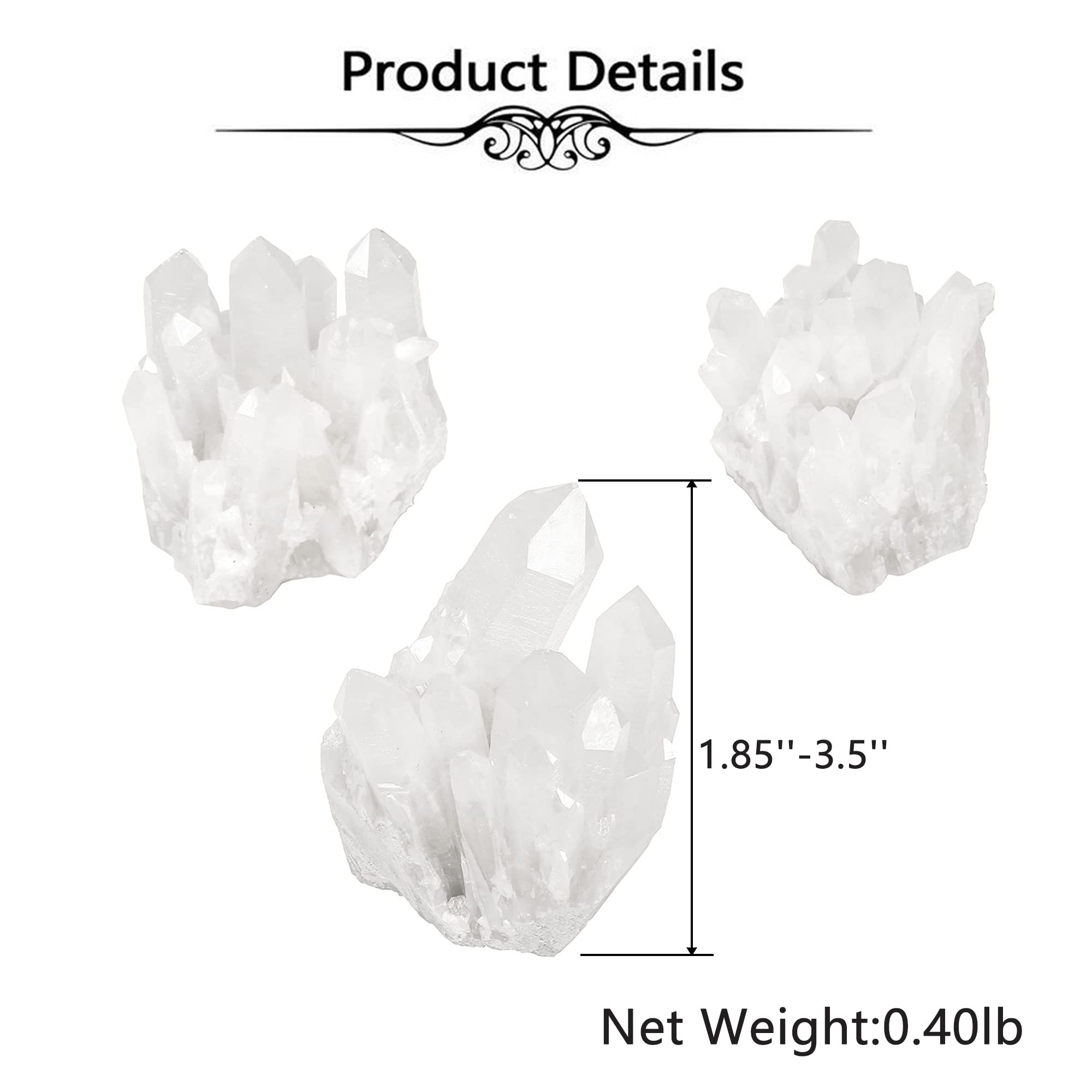 Top Plaza Healing Rock Crystal Clear Quartz Cluster Mineral Geode Druzy Specimen 1.85-3.5''(White Crystal Quartz Cluster)