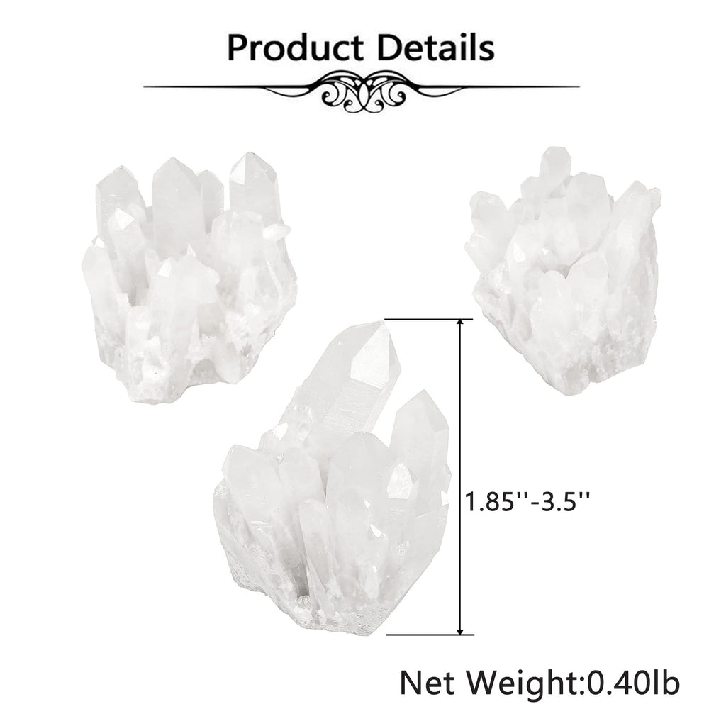 Top Plaza Healing Rock Crystal Clear Quartz Cluster Mineral Geode Druzy Specimen 1.85-3.5''(White Crystal Quartz Cluster)
