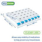 EZY DOSE Weekly (7-Day) Pill Case, Medicine Planner, Vitamin Organizer Box, 4 Times a Day, Small Removable Compartments, Covenie