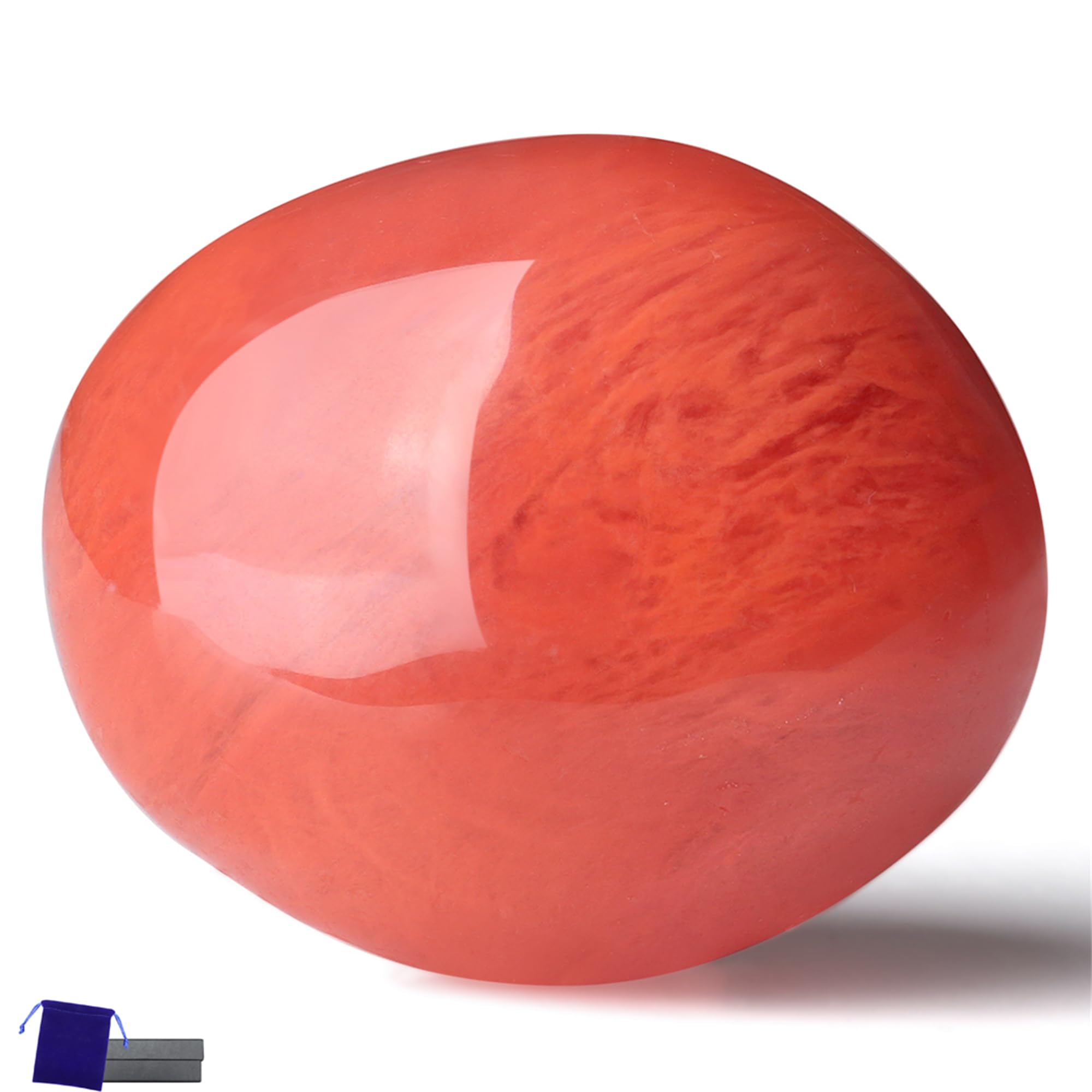 YATOJUZI 1.6''-2'' Watermelon Quartz Natural Crystals and Healing Stones Worry Stones Polished Rocks Red Gemstones Palm Stone fo