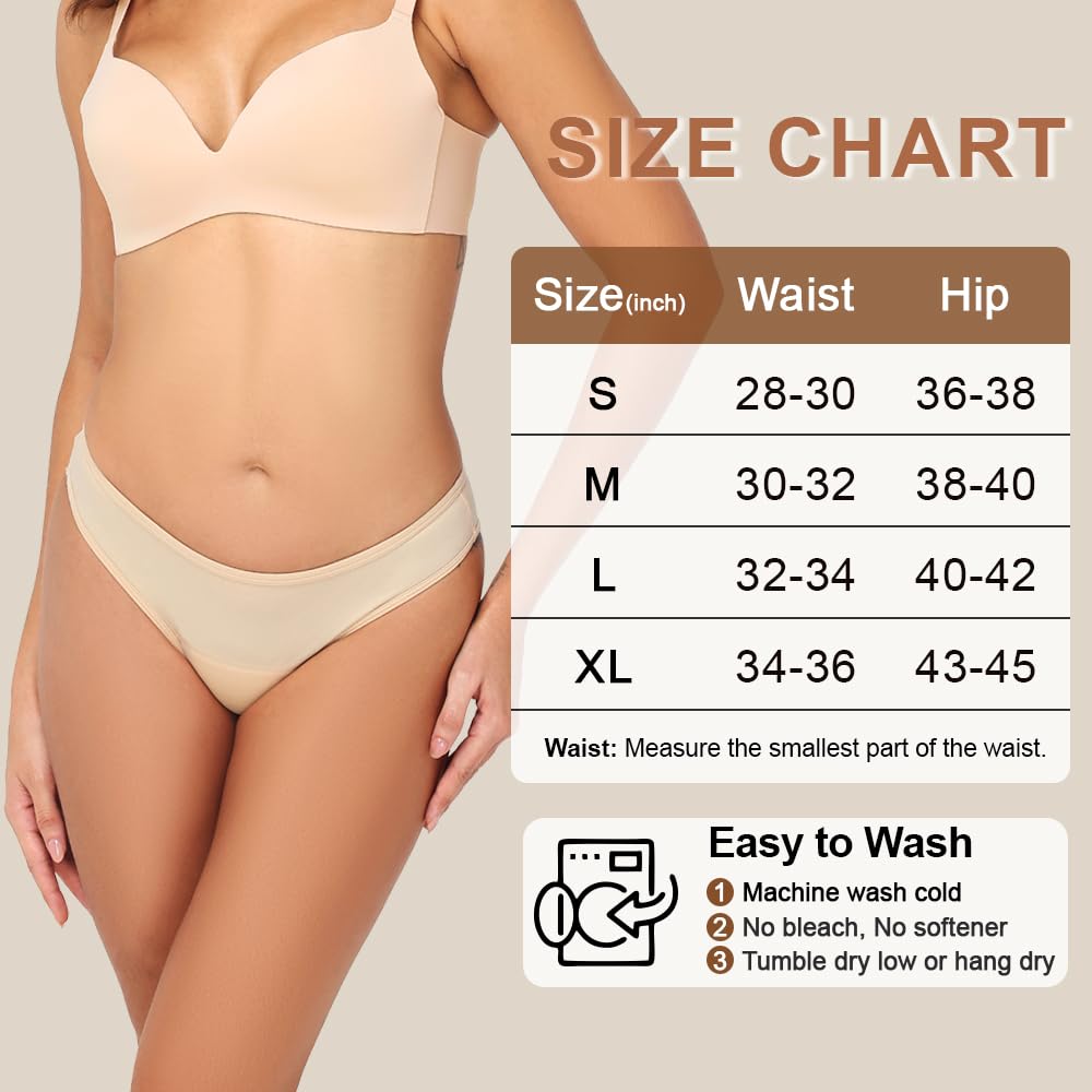 Battewa Leakproof Underwear for Women Low-Waist Bikini Light Incontinence Leak Protection, 20ml Absorbency Washable Reusable Hig