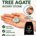 Tree Agate Worry Stone - Genuine Polished Palm & Thumb Stone for Inner Peace, Grounding, Heart Chakra & Travel Mindfulness Gift