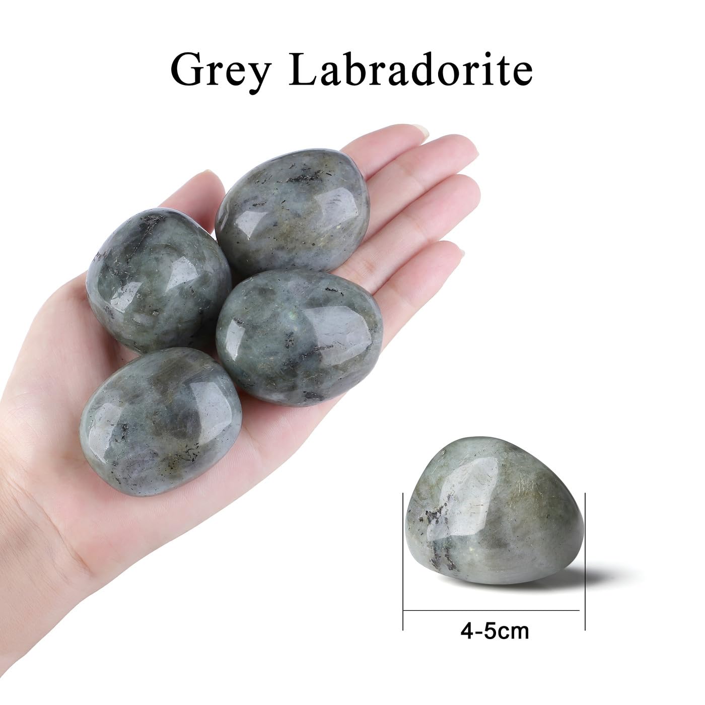 MAIBAOTA 1.6-2.0'' Grey Labradorite Crystal Large Reiki Natural Tumbled Polished Stones for Energy Witchcraft Therapy Meditation