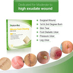 Silicone Foam Dressing, Waterproof Wound Dressing with Gentle Adhesive Border, 5 Layer High Absorbency Foam Bandages for Wound C