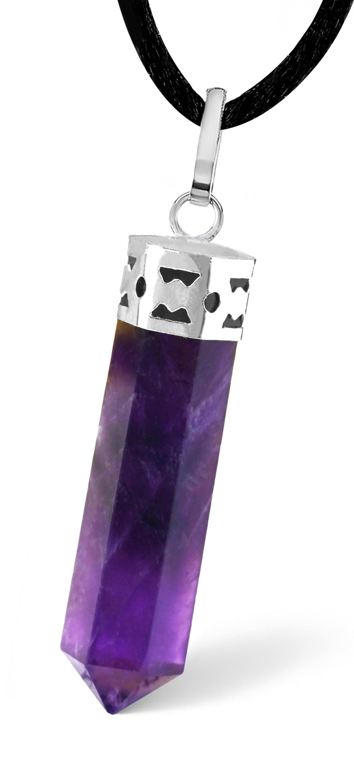 Sugandha Wellness Amethyst Healing Crystal Necklace - Protection, Stress Relief & Luck. Brings Clarity. Calms Mind. Jewelry Gift