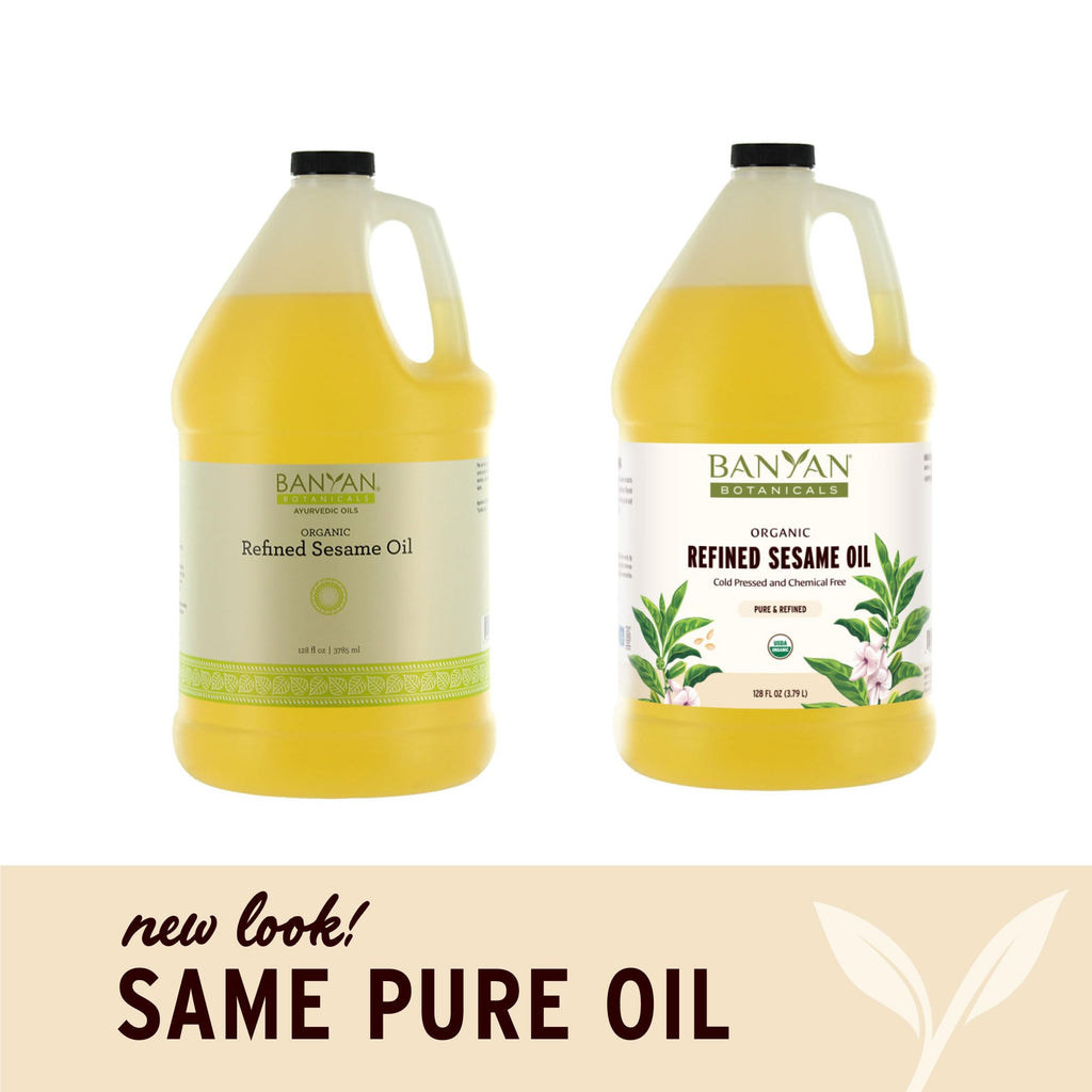 Banyan Botanicals Refined Sesame Oil - Organic Sesame Oil for Skin, Body, Hair & More - Multiple Sizes - 128 oz - Non GMO Sustai
