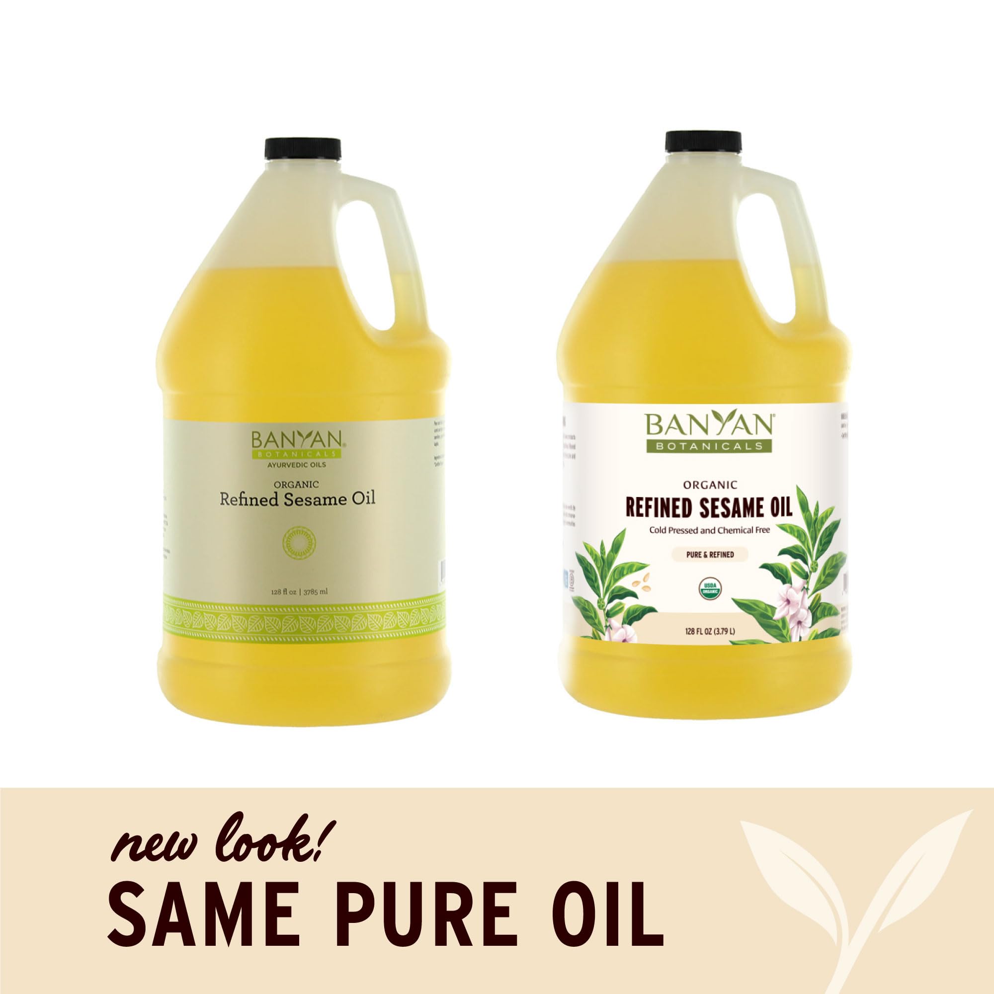 Banyan Botanicals Refined Sesame Oil - Organic Sesame Oil for Skin, Body, Hair & More - Multiple Sizes - 128 oz - Non GMO Sustai