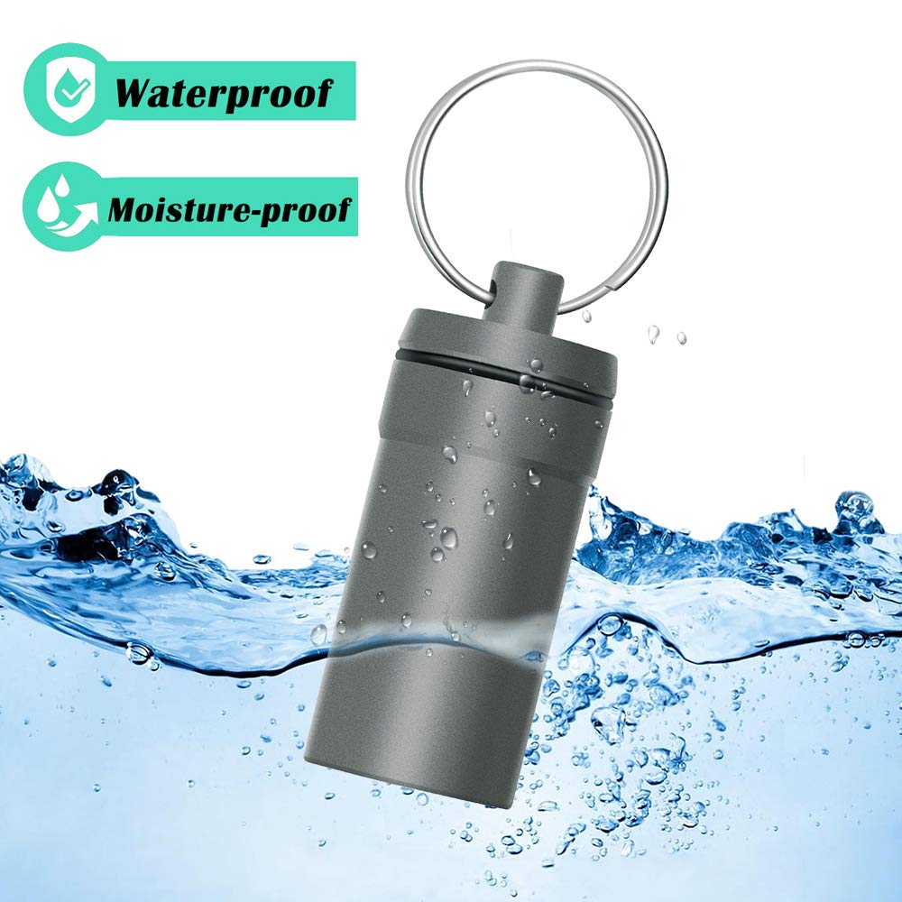 3 Packs Waterproof Aluminum Pill Fob Container, EFFIET Nitro Bottle Holder Nitroglycerin Pill Case Emergency Keychain Pill Holde