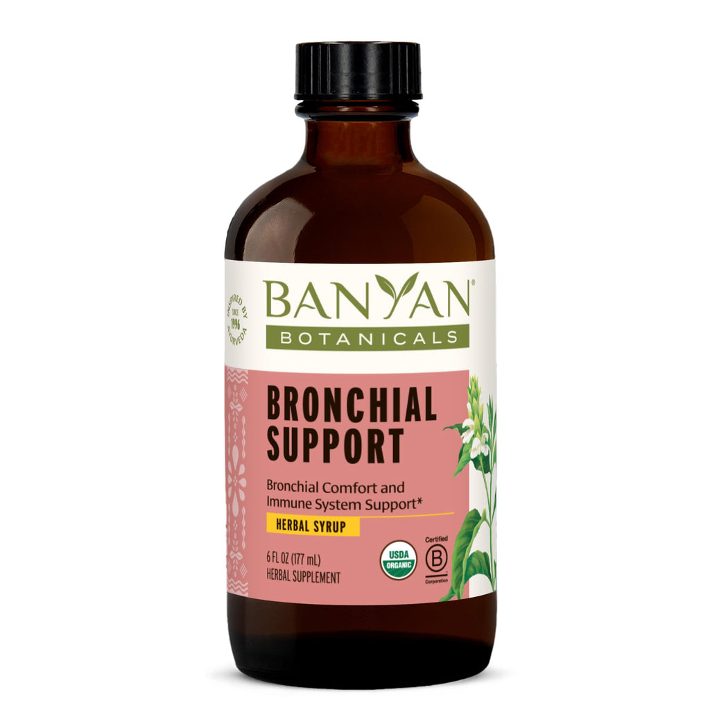 Banyan Botanicals Bronchial Support - Organic Herbal Syrup for Children & Adults - Soothing Respiratory Support Formula with Lic