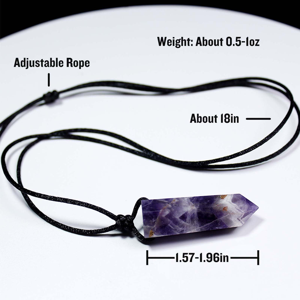Runyangshi Dream Amethyst Pendants Single Pointed Natural Crystal Quartz Necklace 6 Faceted Chakra Crystal Wand For Men Women Ha