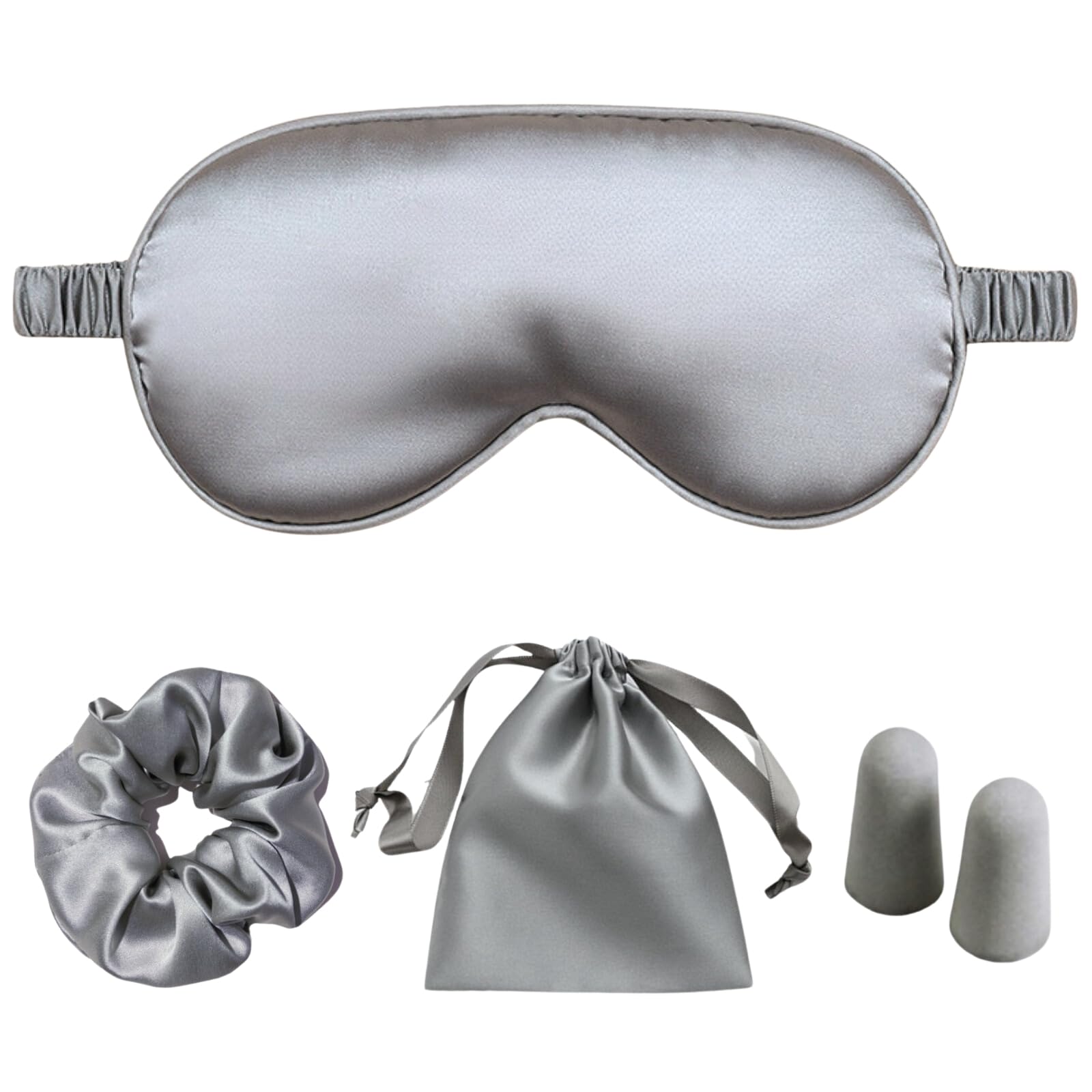 LCBD Silk Satin Sleeping Eye Mask, Silvergrey Sleep Eye Mask Night Blindfold for Women and Men, Soft Breathable Blackout Eyeshad
