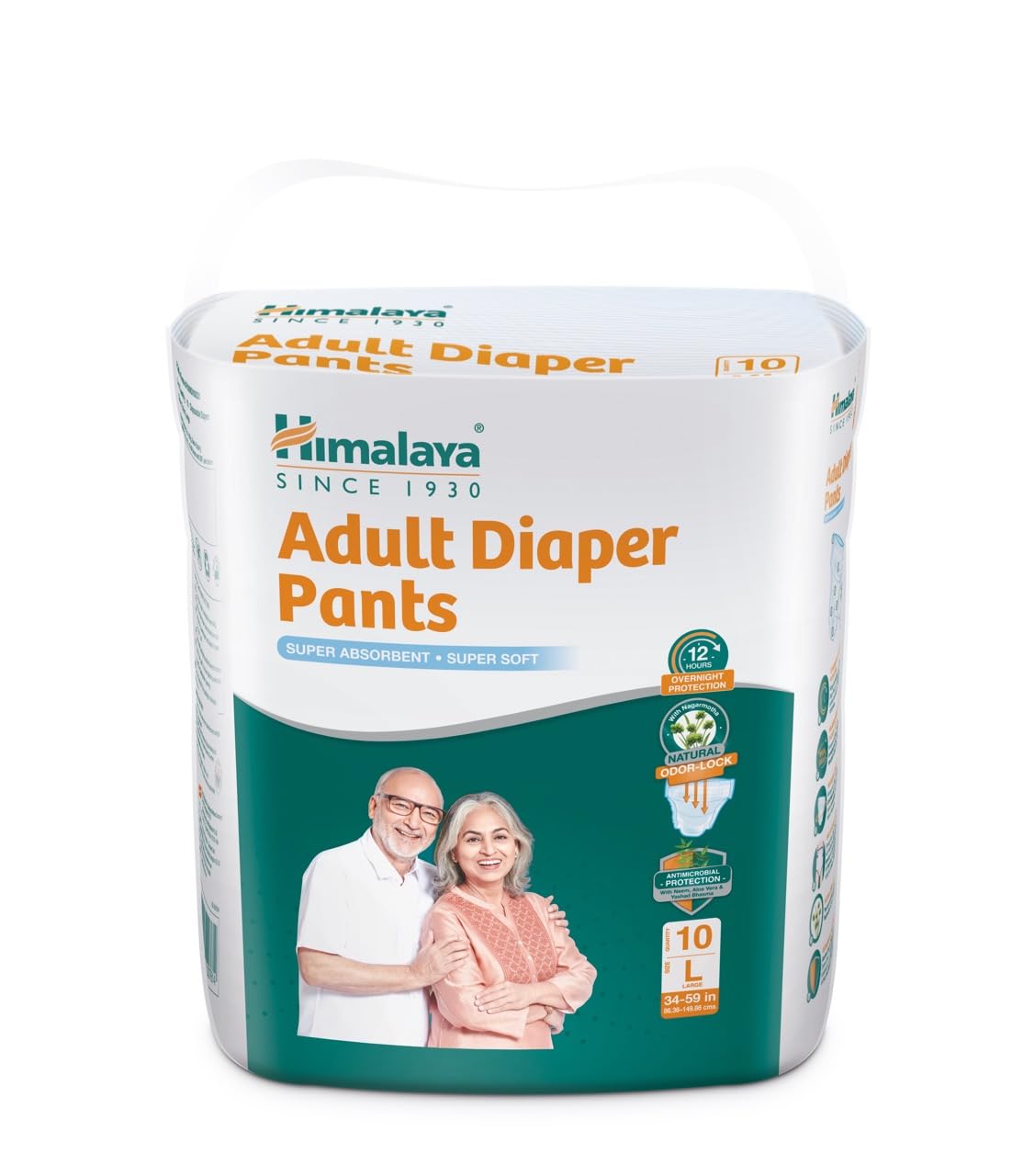 Himalaya Adult Unisex Diapers Pants (Large)  With Natural Odour Lock And Antibacterial Absorbent Core  Pack Of 10