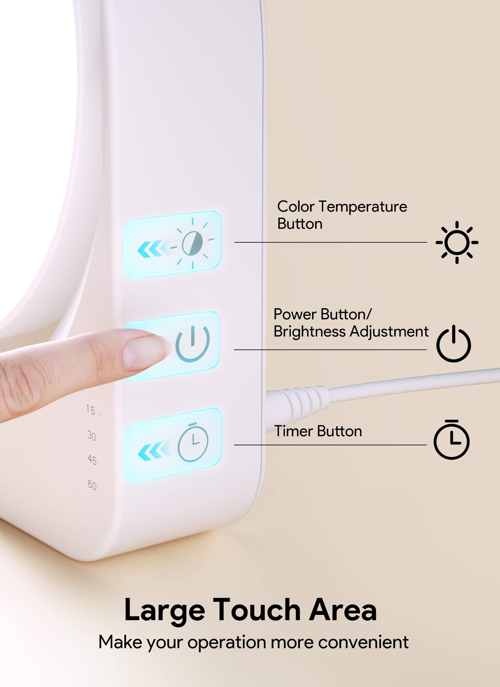 MediAcous Light Therapy Lamp, UV-Free 11000Lux Therapy Light, Happy Lamps with 4 Brightness Levels & Color Temperature & Timer,