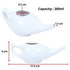 Qimacplus Leak Proof Durable Ceramic Neti Pot Comfortable Grip with 10 Sachet Neti Salt, Lightweight neti Pot Ceramic | Natural