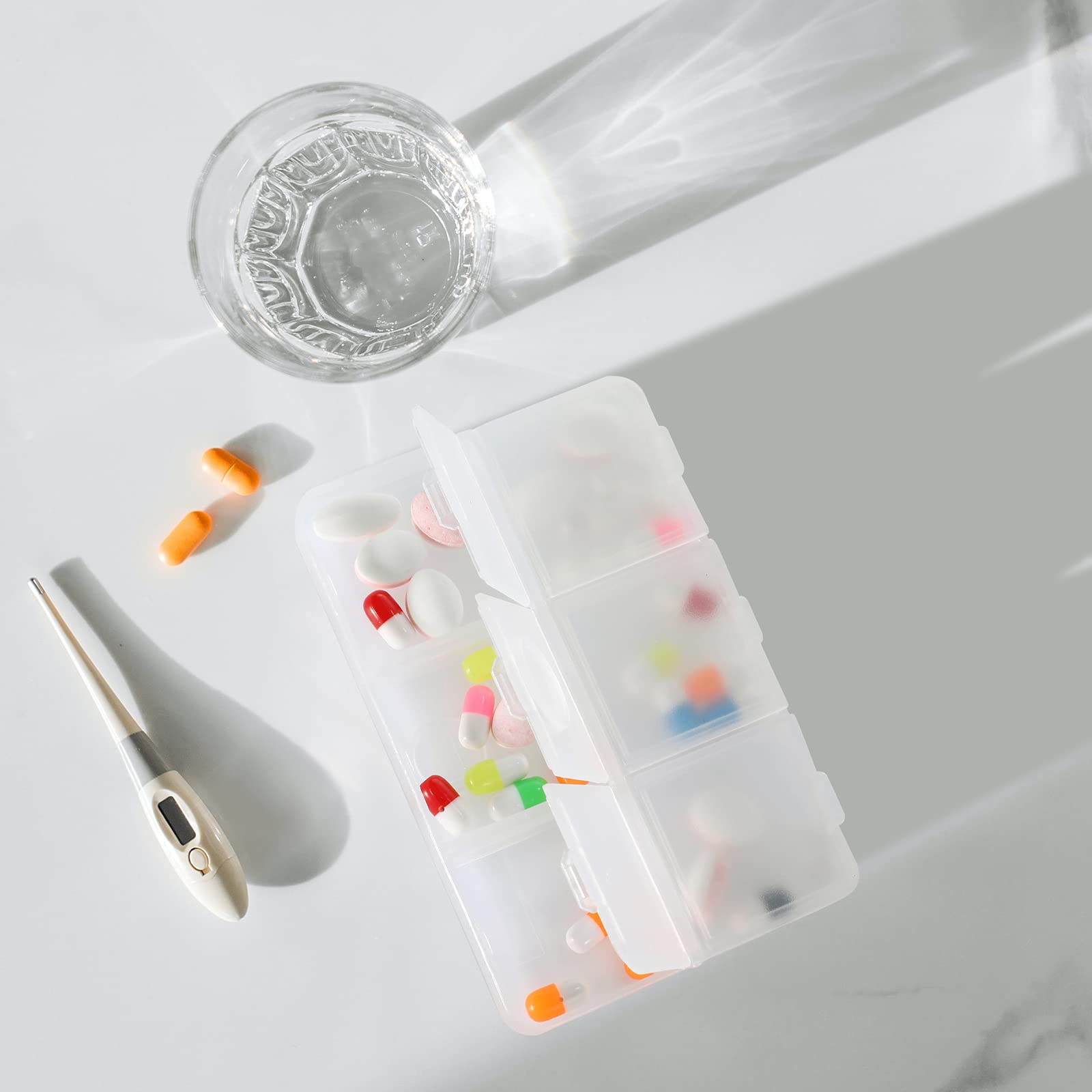 Patelai 6 Pieces Travel Pill Organizer 6 Compartments Portable Pill Case for Pocket Purse Small Drawer Type Medicine Box Vitamin