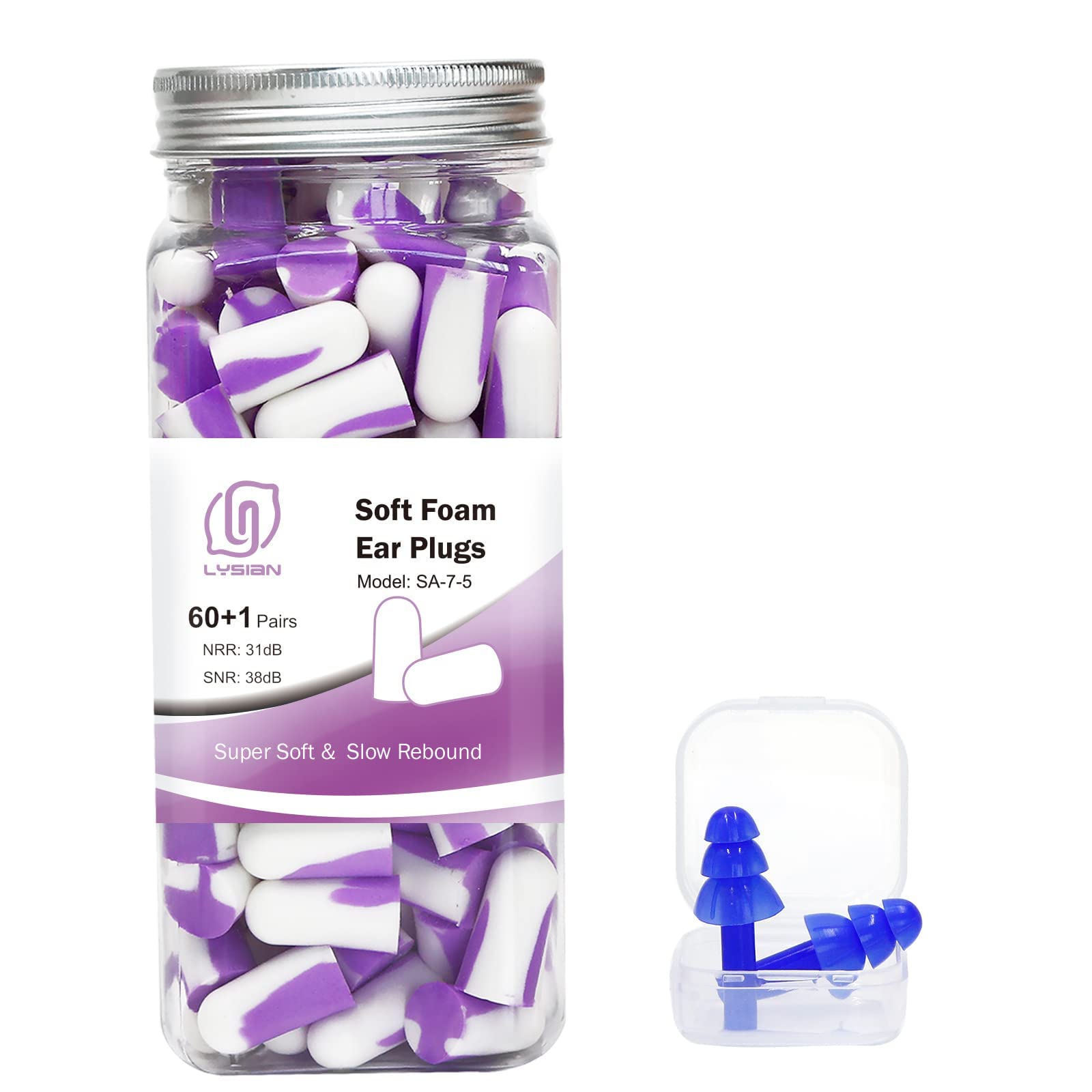 LYSIAN Ultra Soft Foam Ear Plugs Sleeping-Noise Cancelling Earplugs 38dB SNR - Sleep Ear Plugs Noise Reduction for Snoring, Mowi