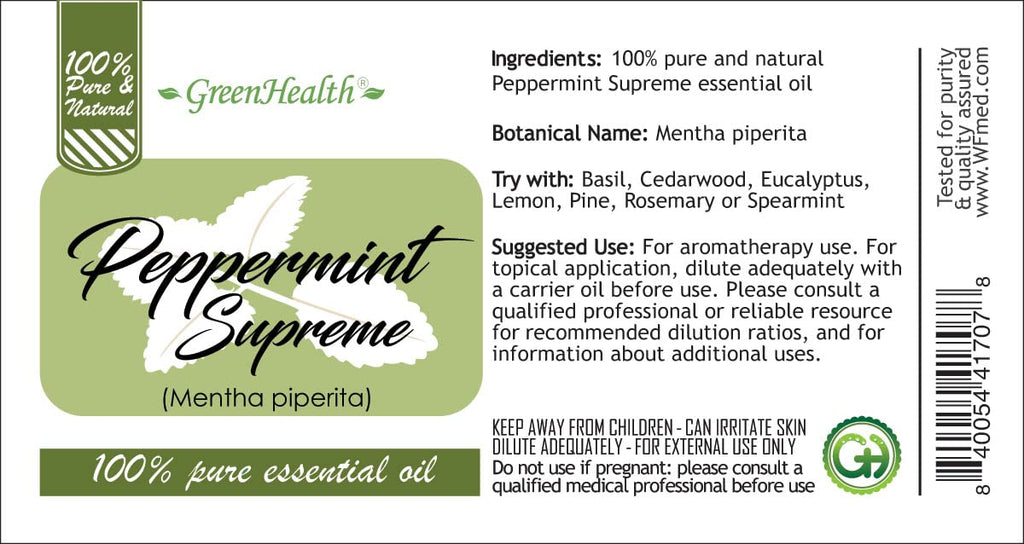Peppermint Essential Oil (Mentha Piperita) - 16 fl oz (473 ml) Amber Glass Bottle - 100% Pure Essential Oil - GreenHealth