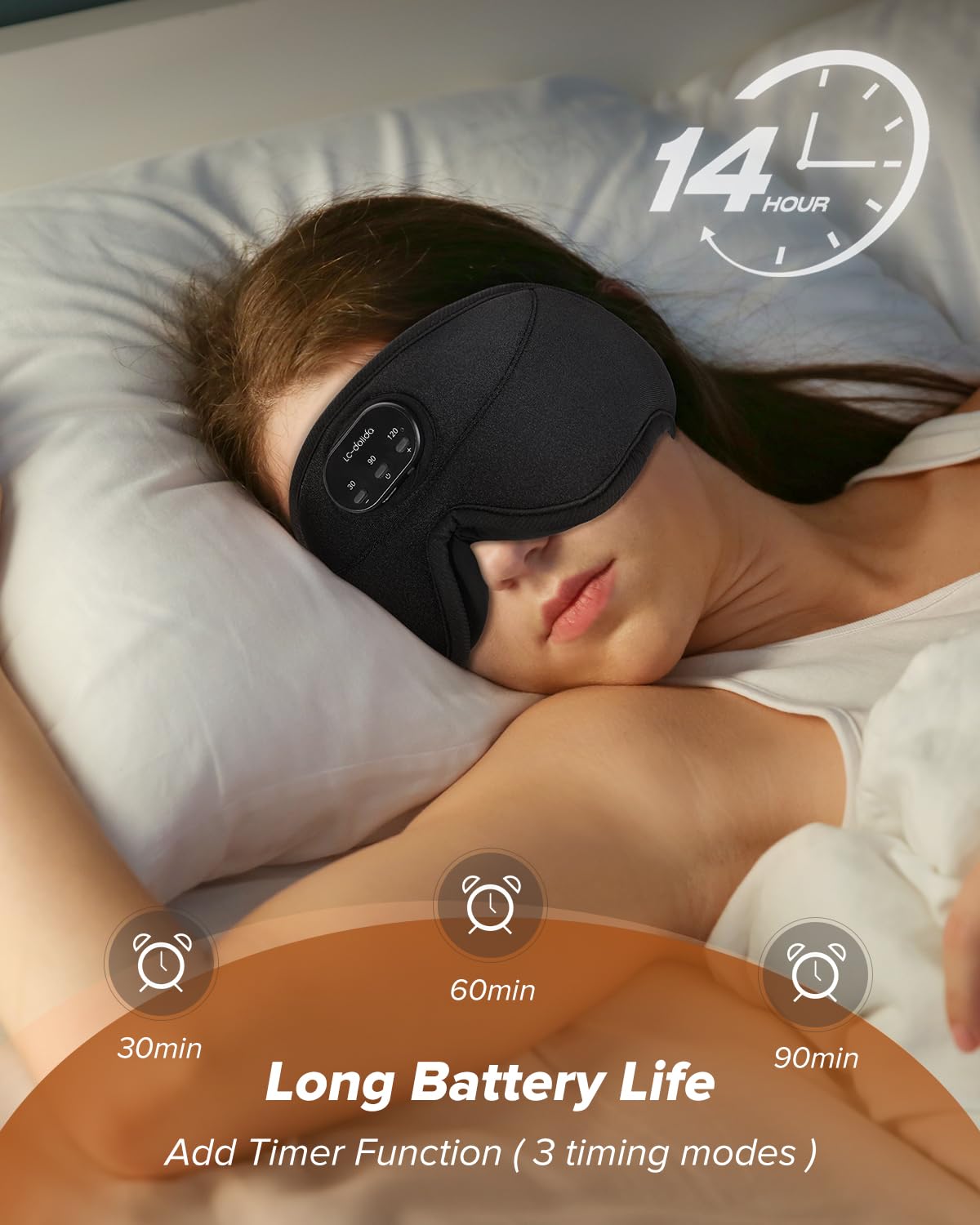 LC-dolida Sleep Headphones, White Noise Bluetooth Sleep Mask 3D Wireless Eye Mask for Sleeping, Sleep Mask with Bluetooth Headph